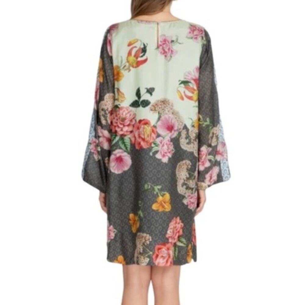 Johnny Was Silk Shift Dress Long Sleeve Floral - Picture 3 of 15